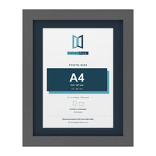 Dark Grey 14 x 11 inch picture frame with a Pacific Blue mount for an A4 photo