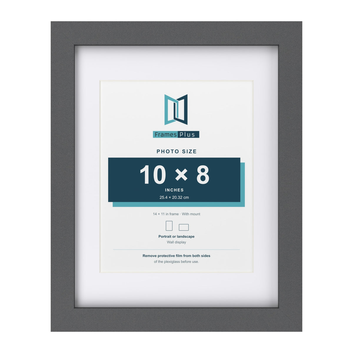 Dark Grey 14 x 11 inch picture frame with a white mount for a 10 x 8 inch photo