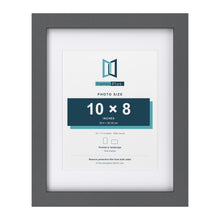 Dark Grey 14 x 11 inch picture frame with a white mount for a 10 x 8 inch photo