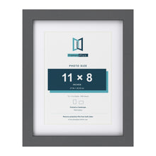Dark Grey 14 x 11 inch picture frame with a white mount for an 11 x 8 inch photo