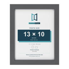 Dark Grey 14 x 11 inch picture frame with a white mount for a 13 x 10 inch photo