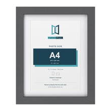 Dark Grey 14 x 11 inch picture frame with a white mount for an A4 photo