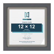Dark Grey 14 x 14 inch picture frame with a Dawn Grey mount for a 12 x 12 inch photo