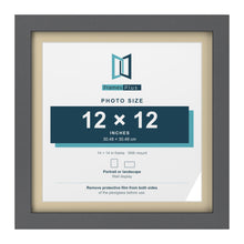 Dark Grey 14 x 14 inch picture frame with an ivory mount for a 12 x 12 inch photo