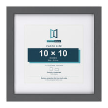 Dark Grey 14 x 14 inch picture frame with a white mount for a 10 x 10 inch photo