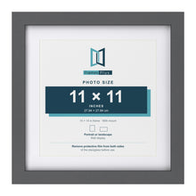 Dark Grey 14 x 14 inch picture frame with a white mount for an 11 x 11 inch photo