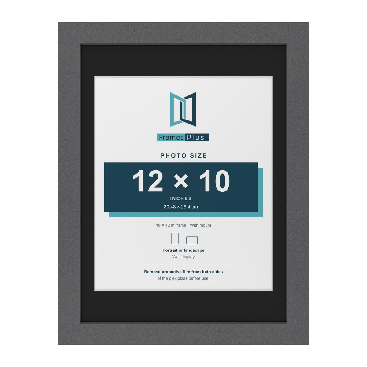 Dark Grey 16 x 12 inch picture frame with a black mount for a 12 x 10 inch photo