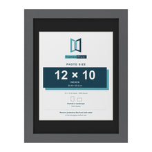 Dark Grey 16 x 12 inch picture frame with a black mount for a 12 x 10 inch photo