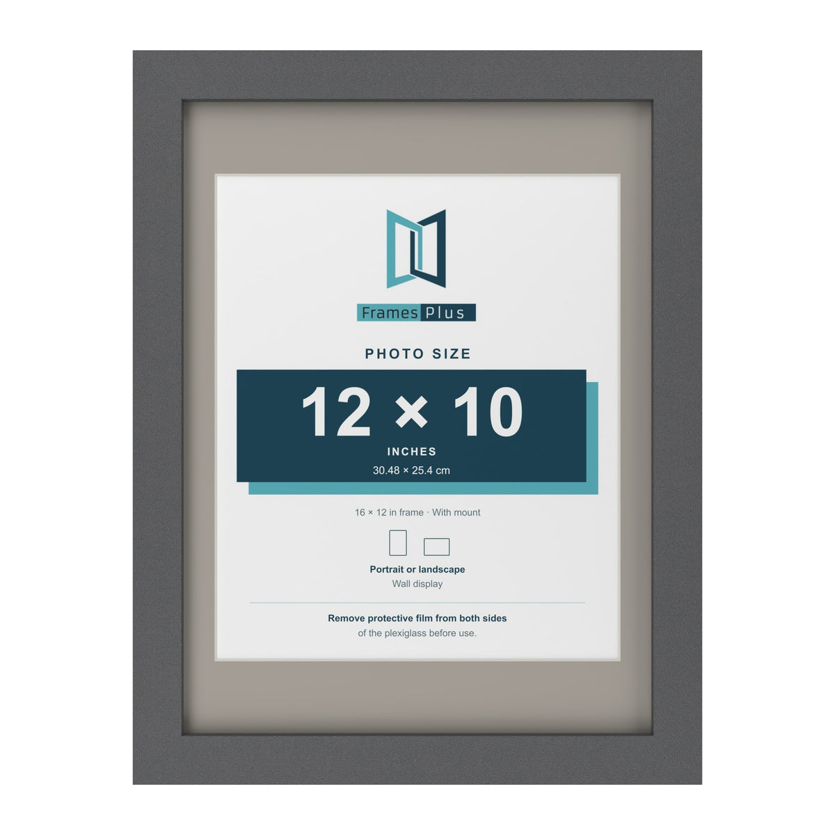 Dark Grey 16 x 12 inch picture frame with a Dawn Grey mount for a 12 x 10 inch photo