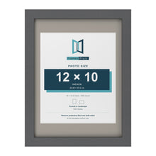 Dark Grey 16 x 12 inch picture frame with a Dawn Grey mount for a 12 x 10 inch photo