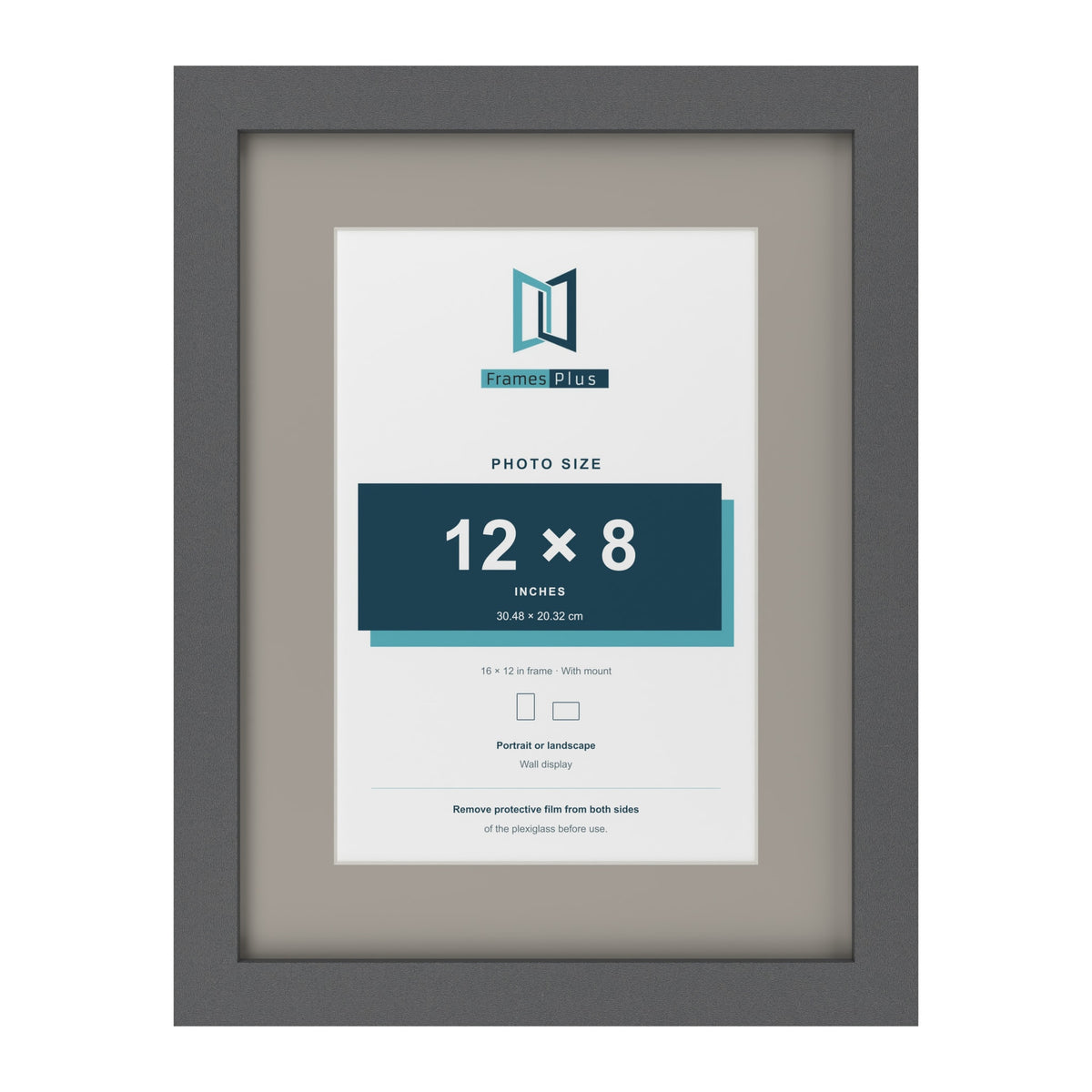 Dark Grey 16 x 12 inch picture frame with a Dawn Grey mount for a 12 x 8 inch photo