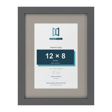 Dark Grey 16 x 12 inch picture frame with a Dawn Grey mount for a 12 x 8 inch photo