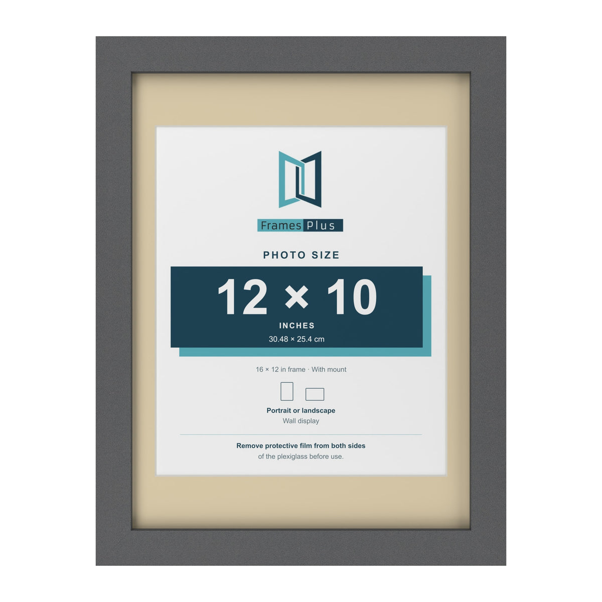 Dark Grey 16 x 12 inch picture frame with an ivory mount for a 12 x 10 inch photo