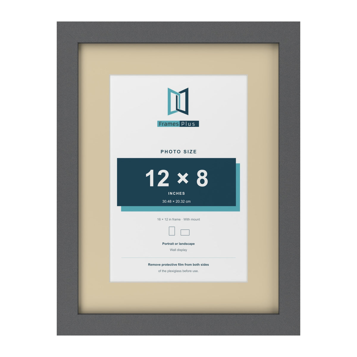 Dark Grey 16 x 12 inch picture frame with an ivory mount for a 12 x 8 inch photo