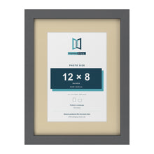 Dark Grey 16 x 12 inch picture frame with an ivory mount for a 12 x 8 inch photo