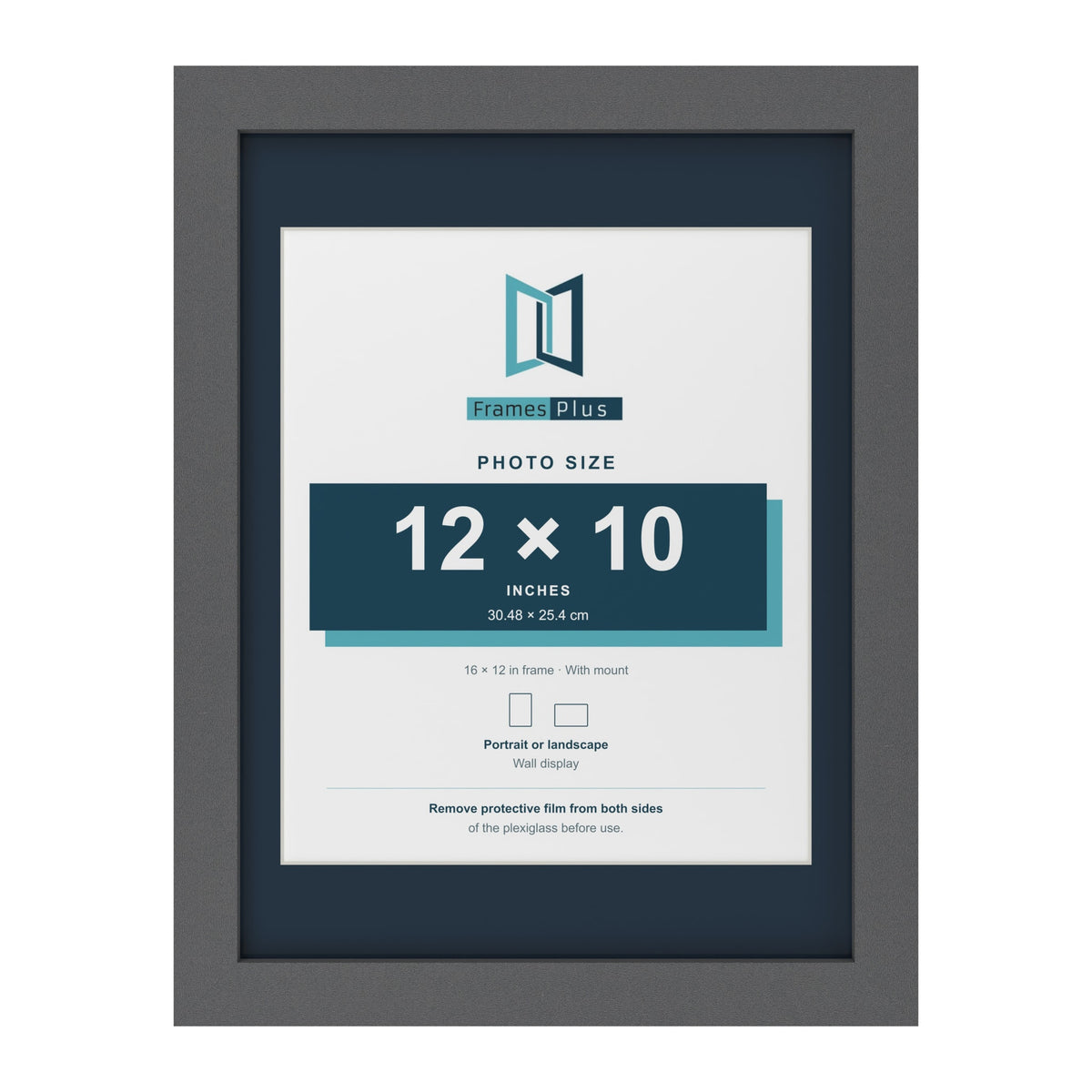 Dark Grey 16 x 12 inch picture frame with a Pacific Blue mount for a 12 x 10 inch photo