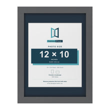 Dark Grey 16 x 12 inch picture frame with a Pacific Blue mount for a 12 x 10 inch photo