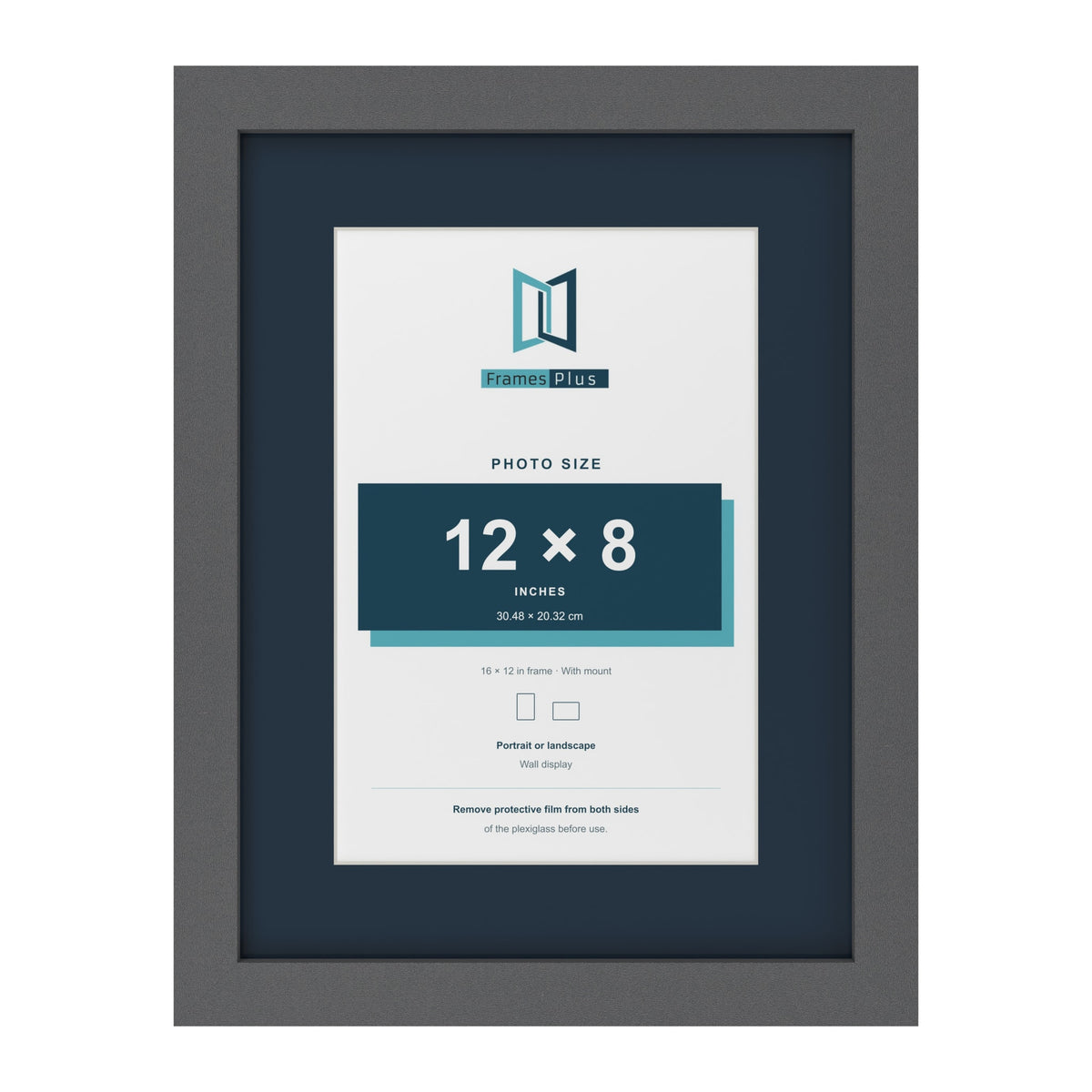 Dark Grey 16 x 12 inch picture frame with a Pacific Blue mount for a 12 x 8 inch photo