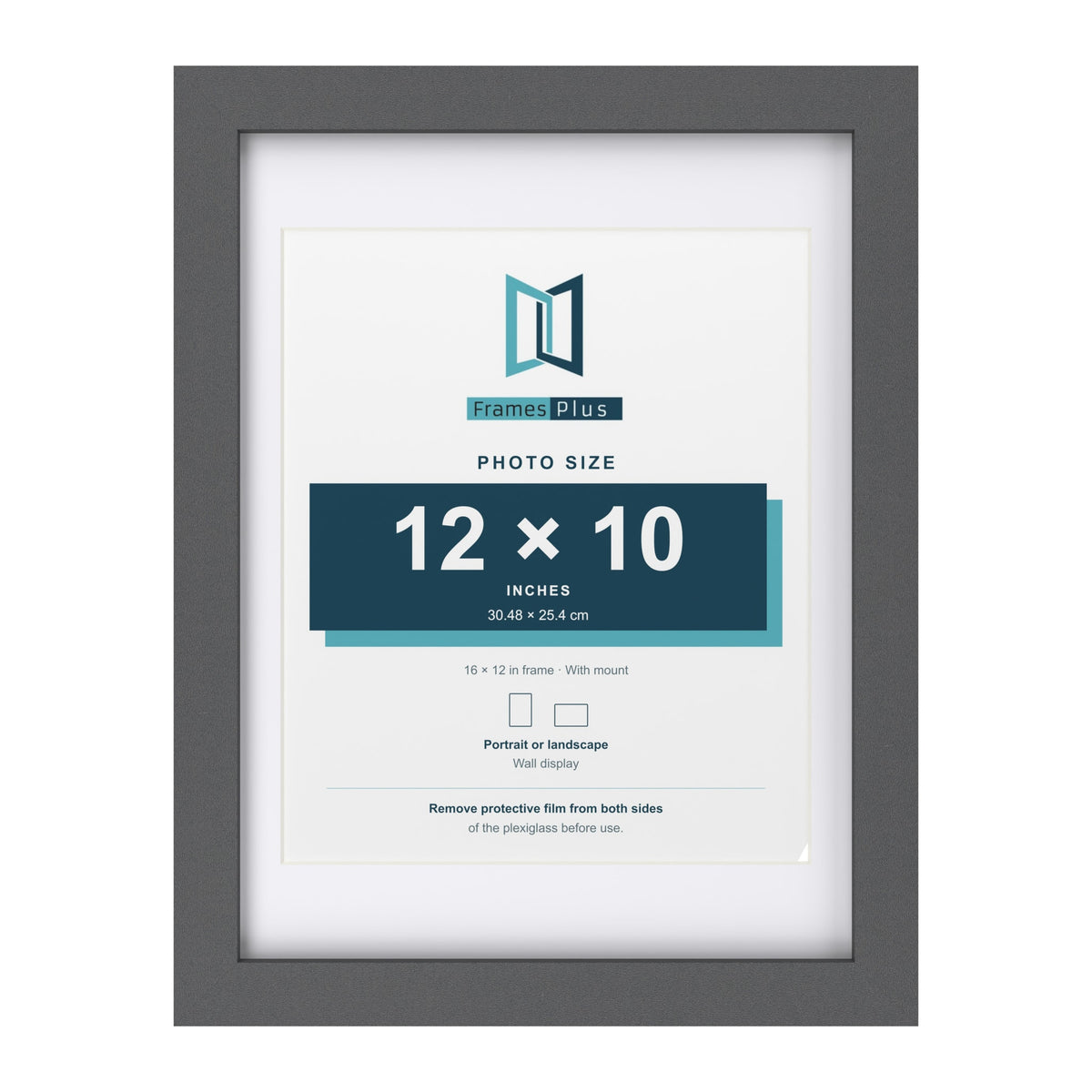 Dark Grey 16 x 12 inch picture frame with a white mount for a 12 x 10 inch photo