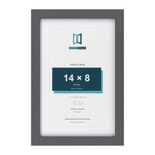 Dark Grey 17 x 11 inch picture frame with a white mount for a 14 x 8 inch photo