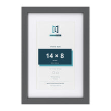 Dark Grey 18 x 12 inch picture frame with a white mount for a 14 x 8 inch photo