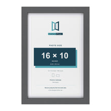 Dark Grey 18 x 12 inch picture frame with a white mount for a 16 x 10 inch photo