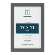 Dark Grey 18 x 12 inch picture frame with a white mount for a 17 x 11 inch photo
