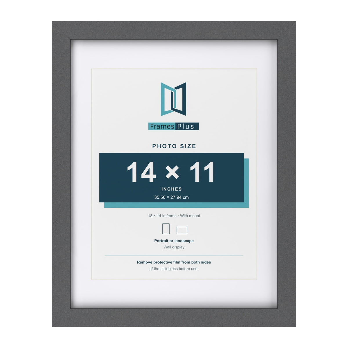 Dark Grey 18 x 14 inch picture frame with a white mount for a 14 x 11 inch photo
