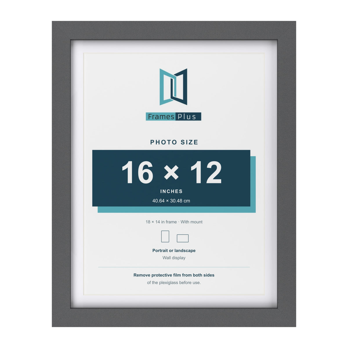 Dark Grey 18 x 14 inch picture frame with a white mount for a 16 x 12 inch photo