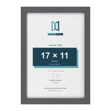Dark Grey 19 x 13 inch picture frame with a white mount for a 17 x 11 inch photo