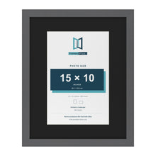 Dark Grey 20 x 16 inch picture frame with a black mount for a 15 x 10 inch photo