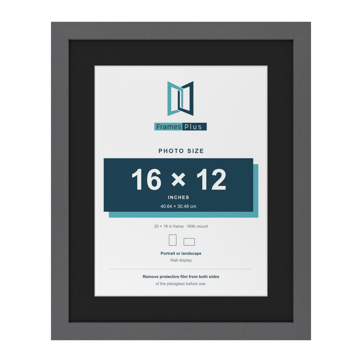 Dark Grey 20 x 16 inch picture frame with a black mount for a 16 x 12 inch photo