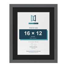 Dark Grey 20 x 16 inch picture frame with a black mount for a 16 x 12 inch photo