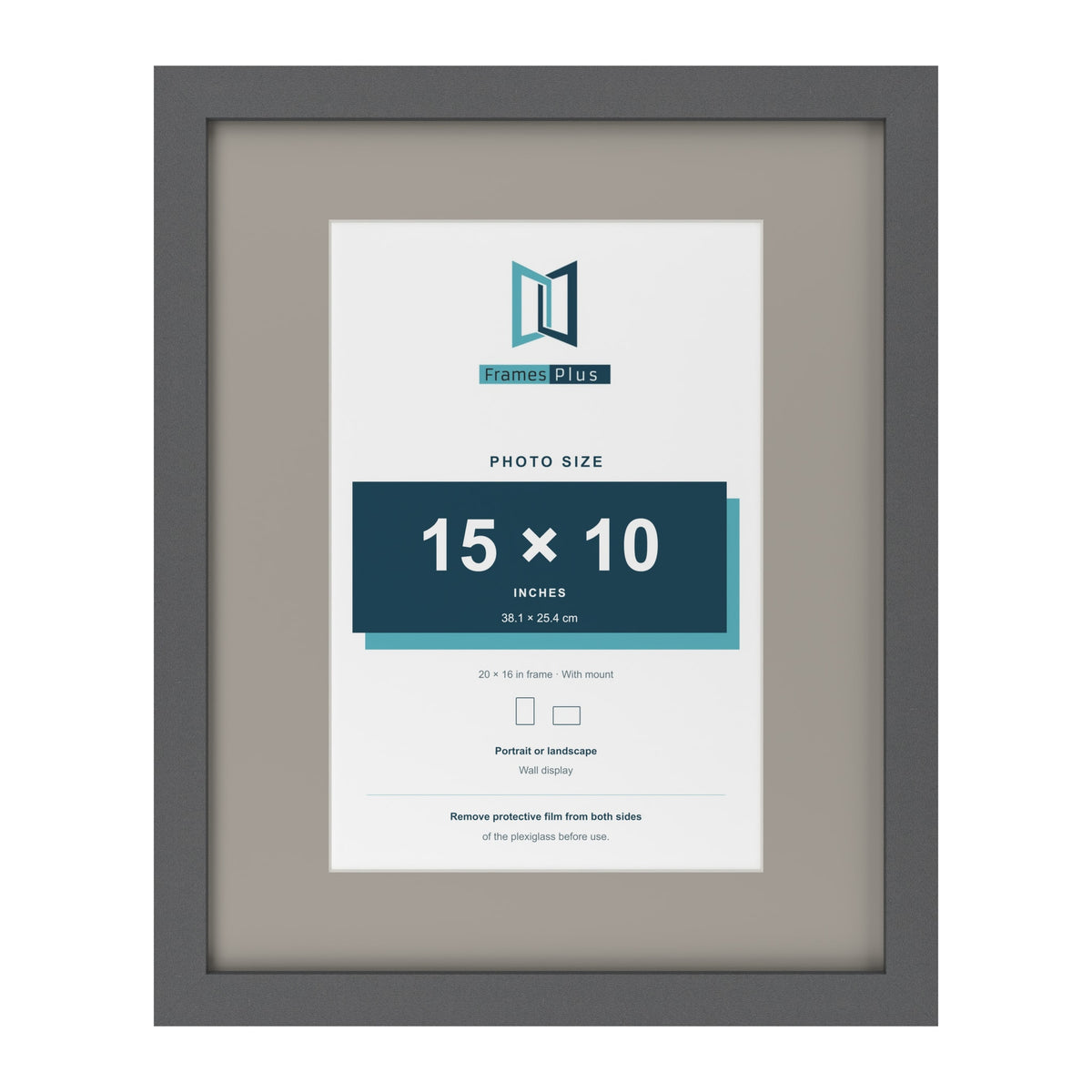 Dark Grey 20 x 16 inch picture frame with a Dawn Grey mount for a 15 x 10 inch photo