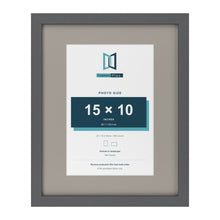 Dark Grey 20 x 16 inch picture frame with a Dawn Grey mount for a 15 x 10 inch photo