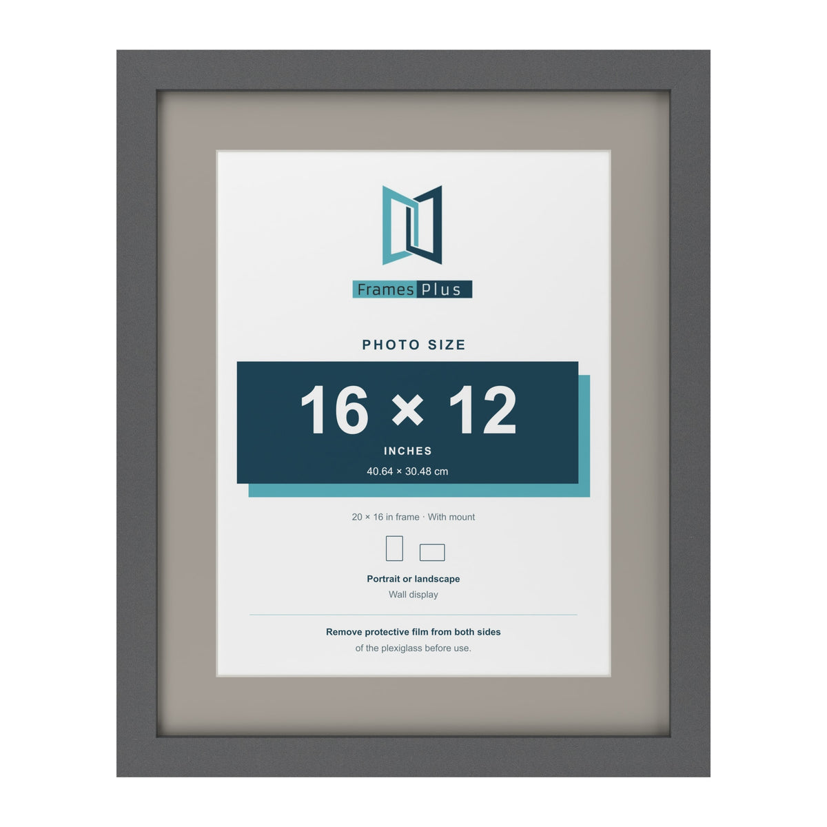 Dark Grey 20 x 16 inch picture frame with a Dawn Grey mount for a 16 x 12 inch photo