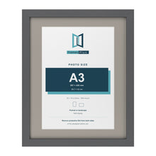 Dark Grey 20 x 16 inch picture frame with a Dawn Grey mount for an A3 photo