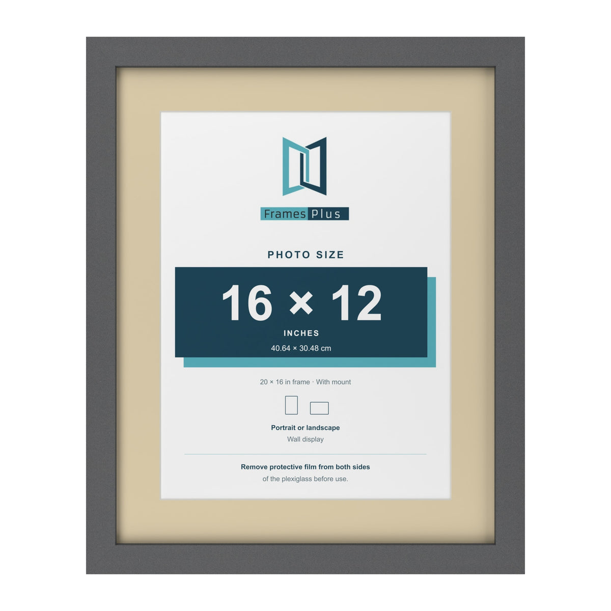 Dark Grey 20 x 16 inch picture frame with an ivory mount for a 16 x 12 inch photo