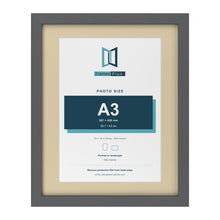 Dark Grey 20 x 16 inch picture frame with an ivory mount for an A3 photo