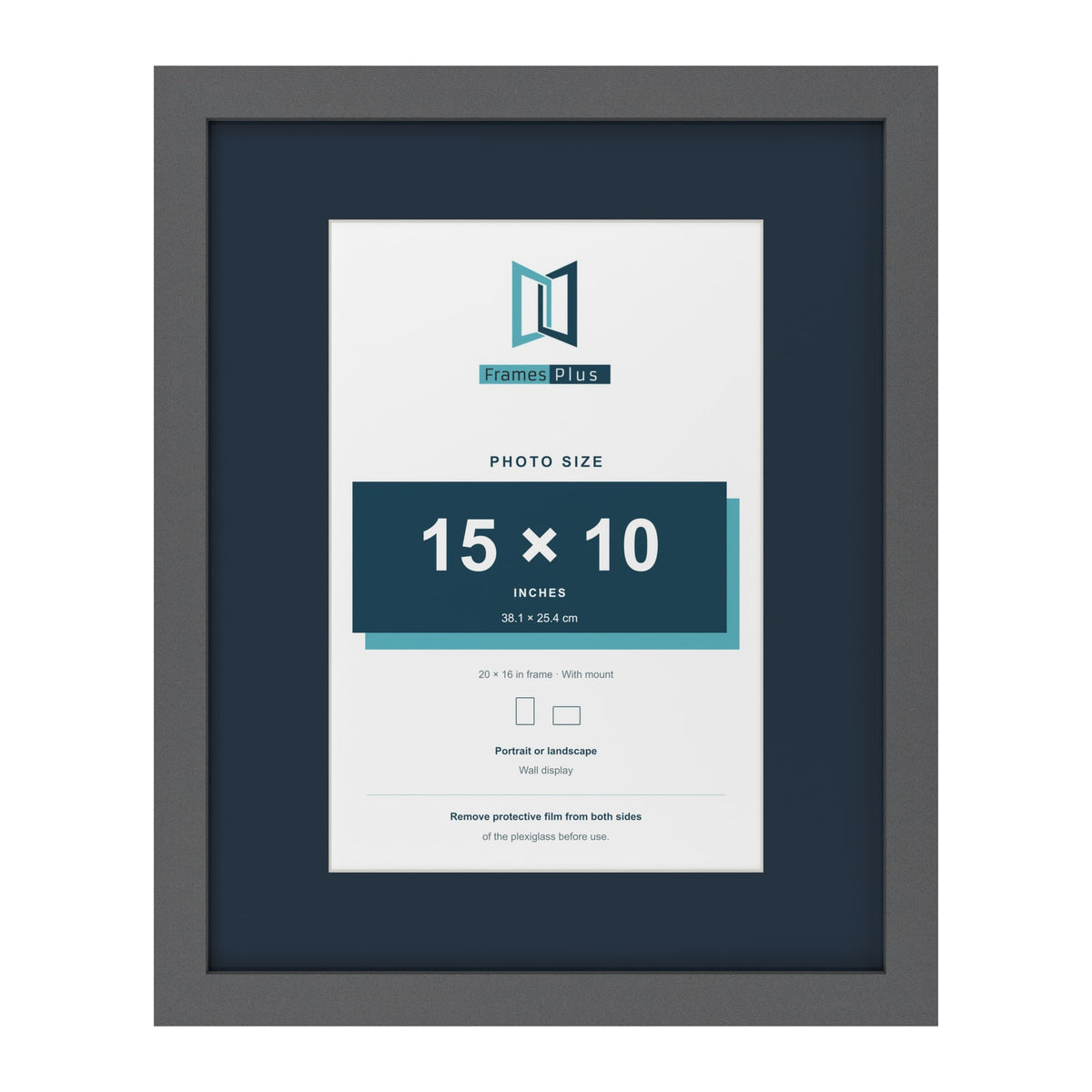 Dark Grey 20 x 16 inch picture frame with a Pacific Blue mount for a 15 x 10 inch photo