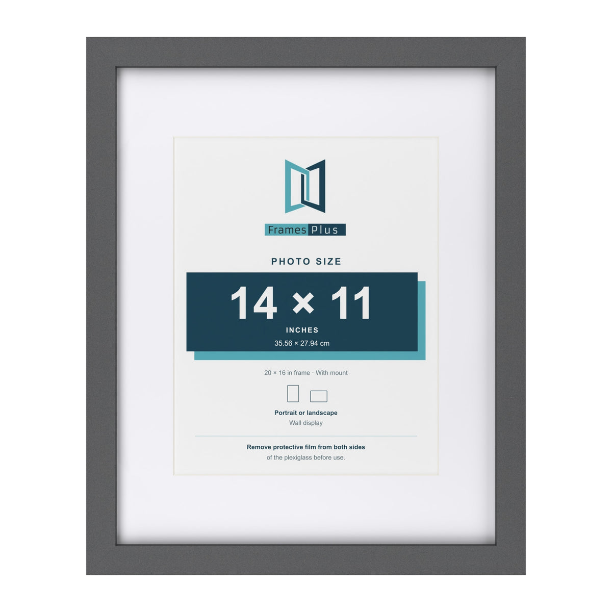 Dark Grey 20 x 16 inch picture frame with a white mount for a 14 x 11 inch photo
