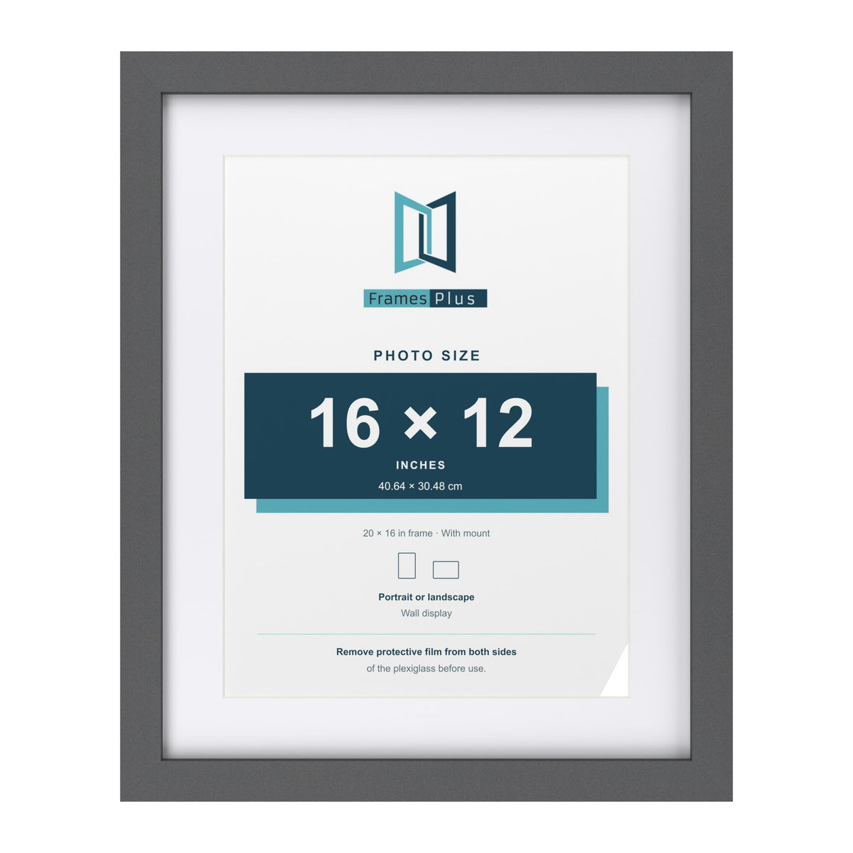 Dark Grey 20 x 16 inch picture frame with a white mount for a 16 x 12 inch photo