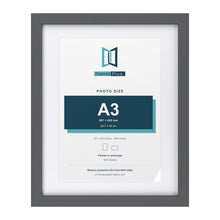 Dark Grey 20 x 16 inch picture frame with a white mount for an A3 photo