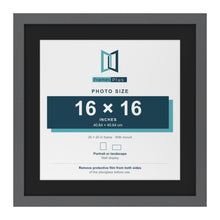 Dark Grey 20 x 20 inch picture frame with a black mount for a 16 x 16 inch photo