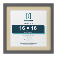 Dark Grey 20 x 20 inch picture frame with an ivory mount for a 16 x 16 inch photo