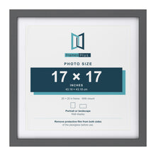 Dark Grey 20 x 20 inch picture frame with a white mount for a 17 x 17 inch photo