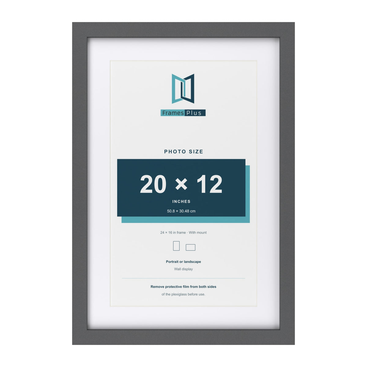 Dark Grey 24 x 16 inch picture frame with a white mount for a 20 x 12 inch photo