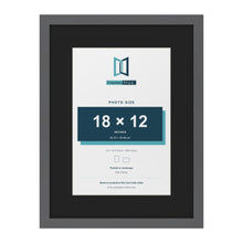 Dark Grey 24 x 18 inch picture frame with a black mount for an 18 x 12 inch photo