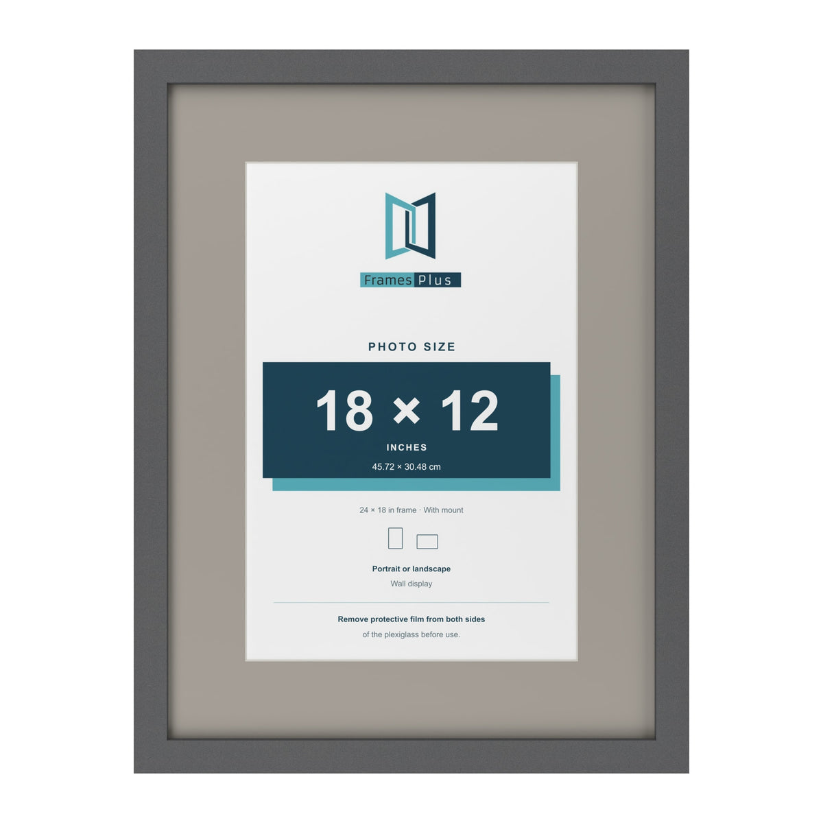 Dark Grey 24 x 18 inch picture frame with a Dawn Grey mount for an 18 x 12 inch photo