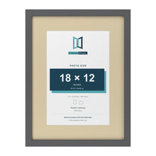 Dark Grey 24 x 18 inch picture frame with an ivory mount for an 18 x 12 inch photo